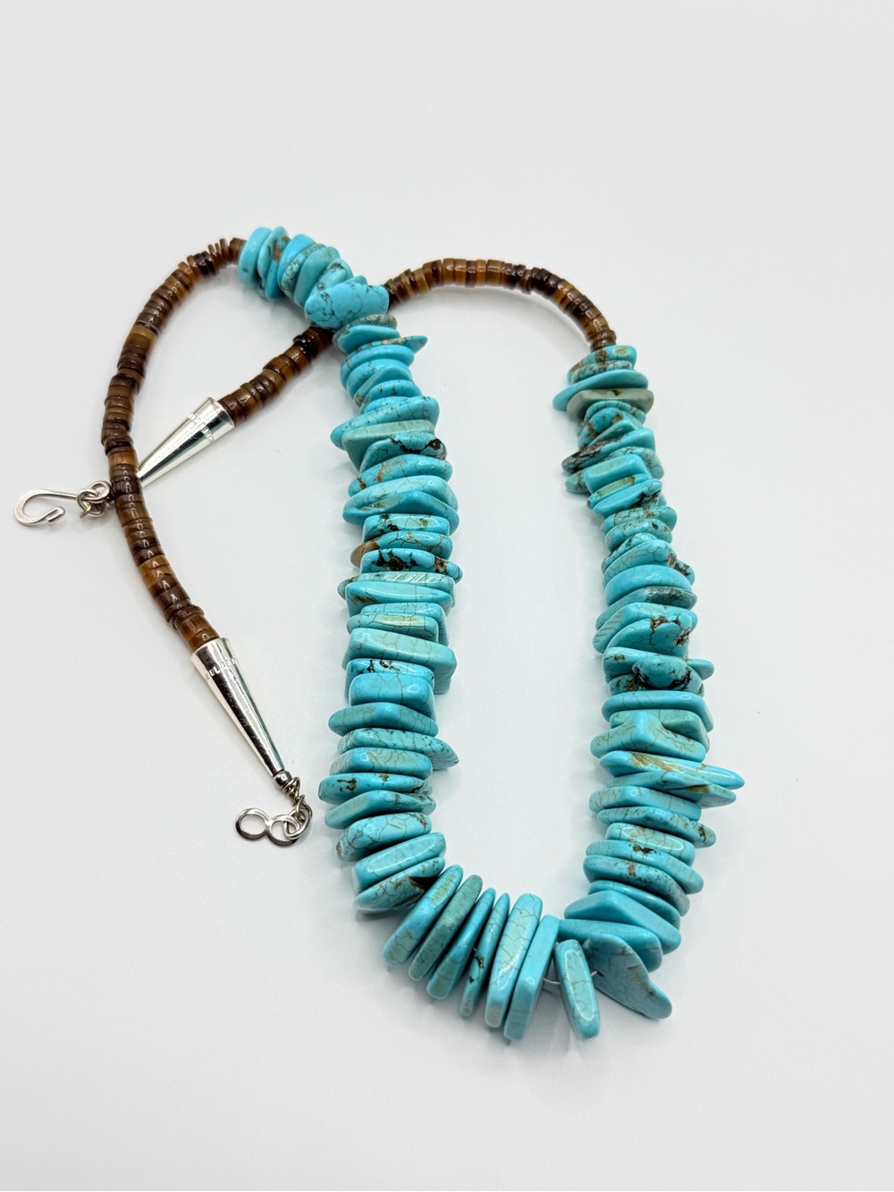 Genuine Handmade Turquoise Nugget Heishi Shell Necklace 22” 126g GORGEOUS EUC